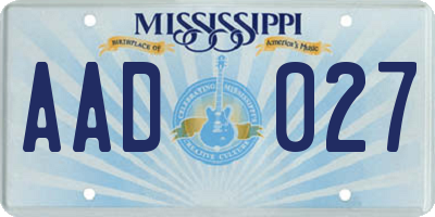 MS license plate AAD027