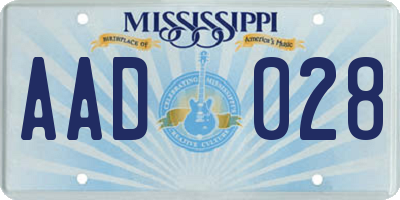 MS license plate AAD028