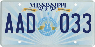 MS license plate AAD033