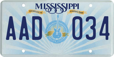 MS license plate AAD034