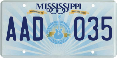 MS license plate AAD035