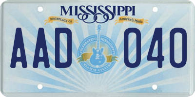 MS license plate AAD040