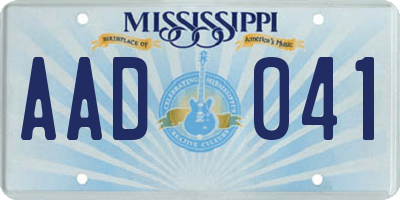 MS license plate AAD041