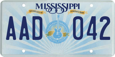 MS license plate AAD042