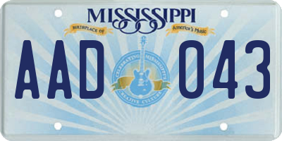 MS license plate AAD043