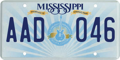 MS license plate AAD046