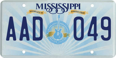 MS license plate AAD049