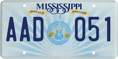 MS license plate AAD051