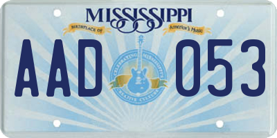 MS license plate AAD053