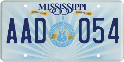 MS license plate AAD054