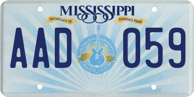 MS license plate AAD059