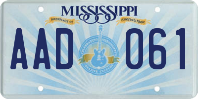 MS license plate AAD061