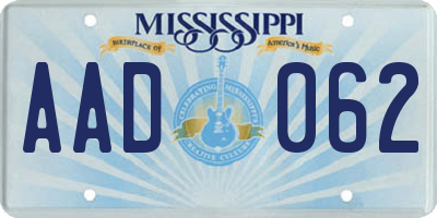 MS license plate AAD062