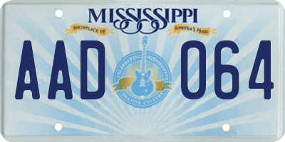 MS license plate AAD064