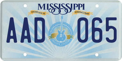 MS license plate AAD065