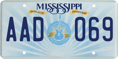 MS license plate AAD069