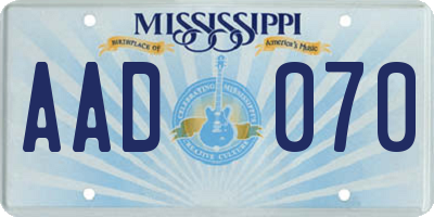 MS license plate AAD070