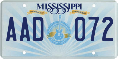 MS license plate AAD072