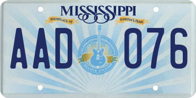 MS license plate AAD076