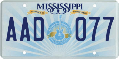 MS license plate AAD077