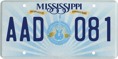 MS license plate AAD081