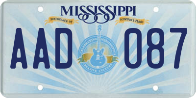 MS license plate AAD087