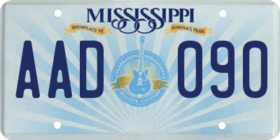 MS license plate AAD090