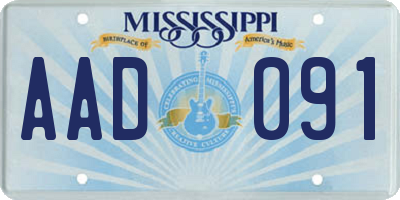 MS license plate AAD091