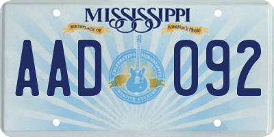 MS license plate AAD092