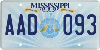 MS license plate AAD093