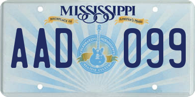 MS license plate AAD099