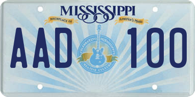 MS license plate AAD100