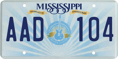 MS license plate AAD104