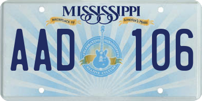 MS license plate AAD106