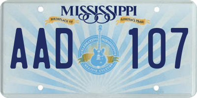 MS license plate AAD107