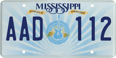 MS license plate AAD112