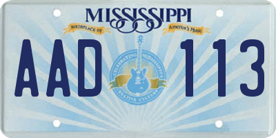 MS license plate AAD113