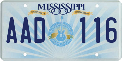 MS license plate AAD116