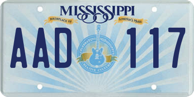 MS license plate AAD117