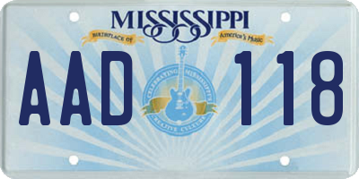 MS license plate AAD118