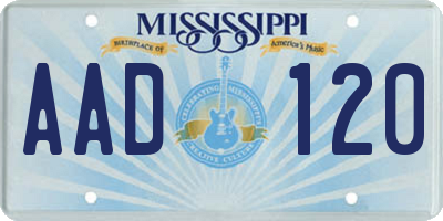 MS license plate AAD120