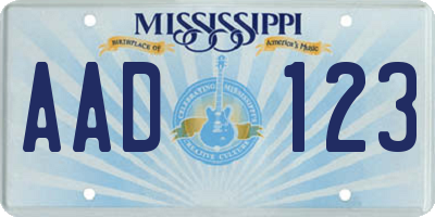 MS license plate AAD123