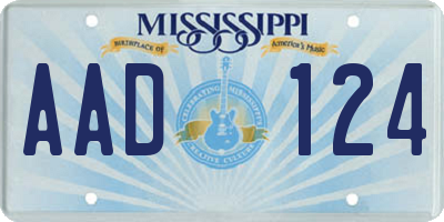 MS license plate AAD124