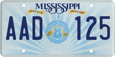 MS license plate AAD125