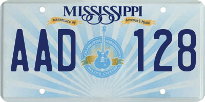 MS license plate AAD128