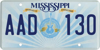 MS license plate AAD130