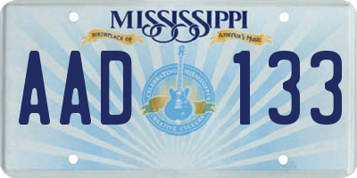 MS license plate AAD133