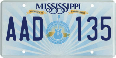 MS license plate AAD135