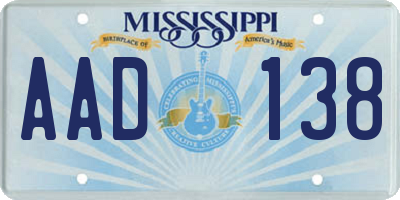 MS license plate AAD138