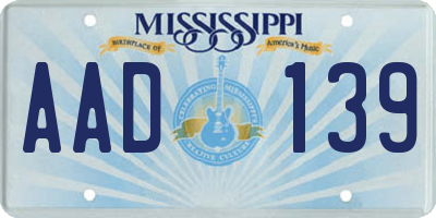 MS license plate AAD139